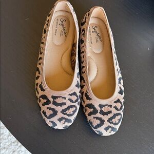Seychelles Leopard-Print Knit Ballet Flats in Beige and Black